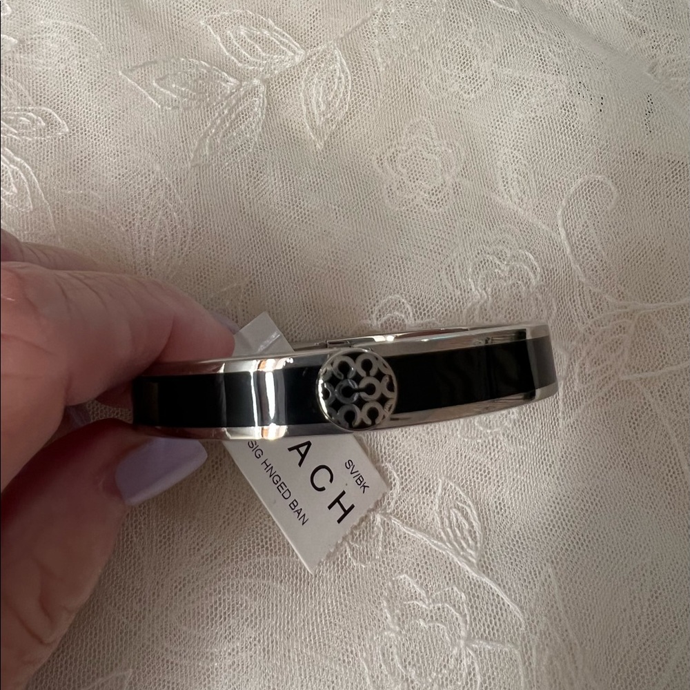 Coach enamel black and silver bracelet